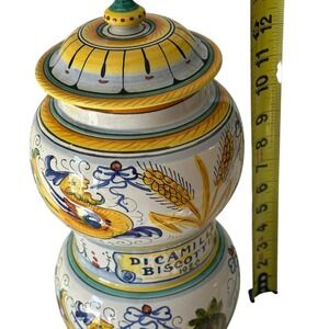 Di Camillo Biscotti Jar Italy 12" Multicolor Excellent Hand Painted Majolica